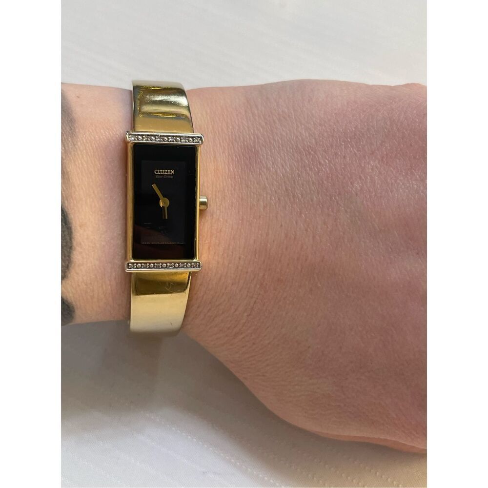 Citizen Gold Tone Eco Drive Diamond Bezel Women’s Dainty Watch Needs Battery